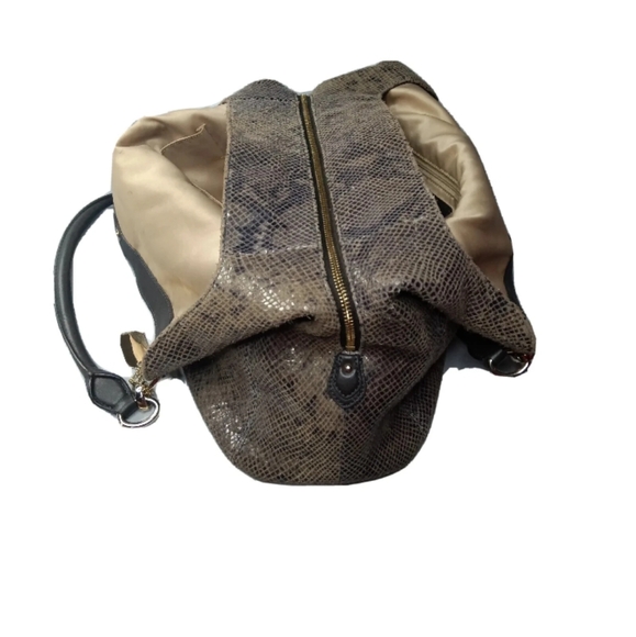 Coach Leather Madison Maggie Hobo #F33443 Handbag Snakeskin Print Beige & Brown - Picture 11 of 15